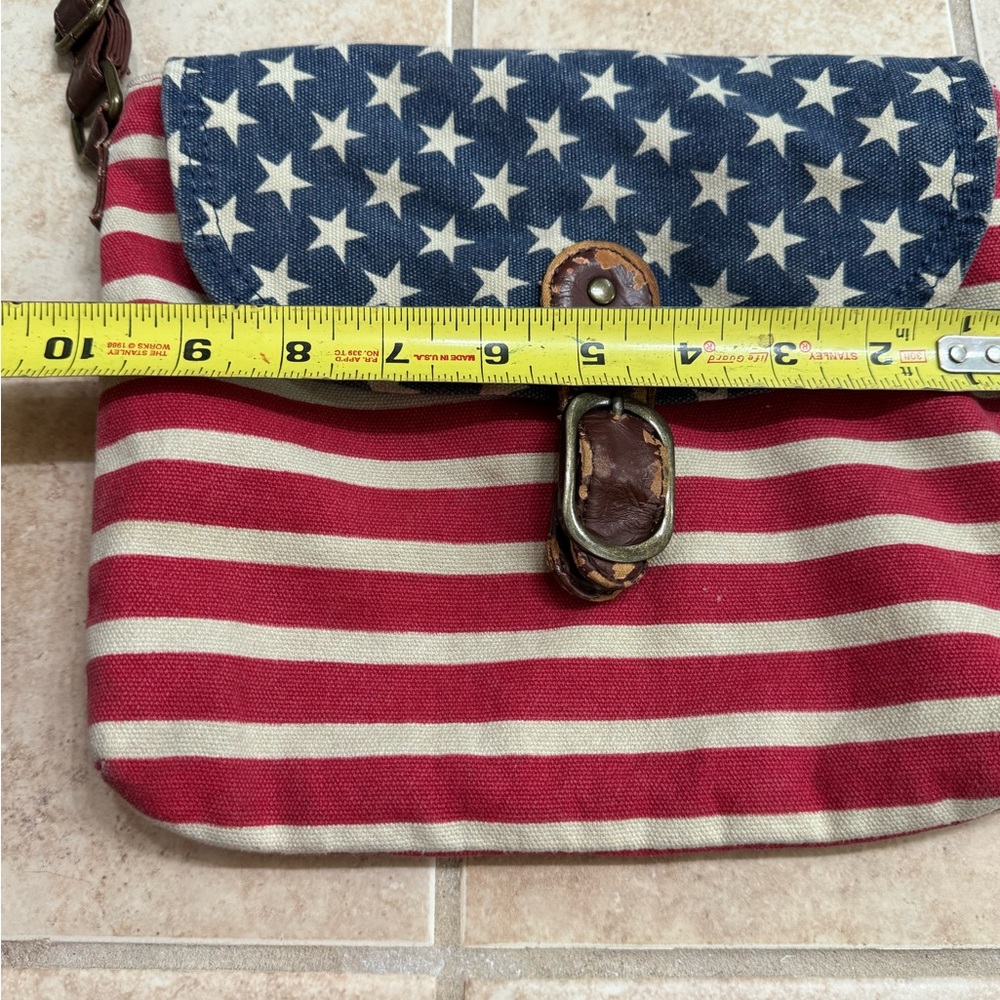 Retro US Flag Motif Patriotic Women’s Boho Hippie Aged Shoulder Bag Purse - Picture 12 of 12